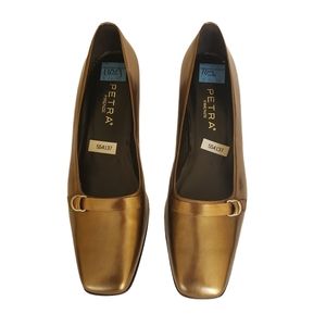 Petra Firenze Women's Italian Leather Shoes Gold/Bronze Size 11
